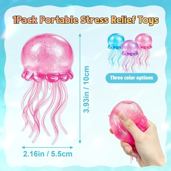 NeeDoh JellySquish Sparkle jellyfish squishy showing glitter dome and soft tentacles — Image 4 of 9