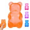 Blue jelly NeeDoh Gummy Bear Taba Squishy being squeezed — Image 3 of 11