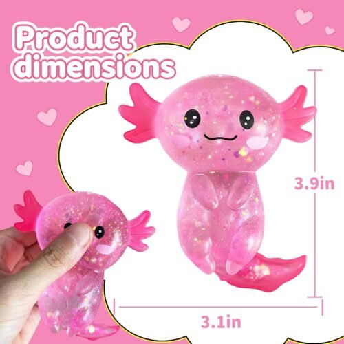 Glitter axolotl squishy two-pack showing pink and blue toys — Image 2 of 10
