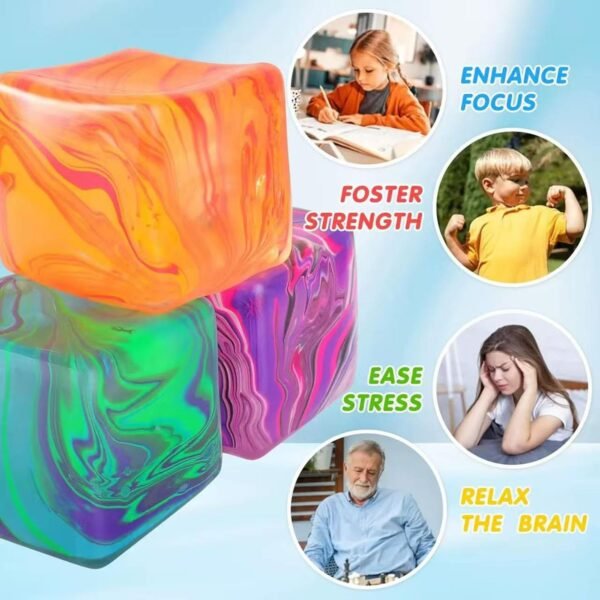 Orange marbled Nice Cube Swirl by NeeDoh – a one-of-a-kind squish cube — Image 2 of 7
