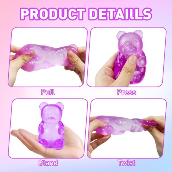 Blue jelly NeeDoh Gummy Bear Taba Squishy being squeezed — Image 10 of 11
