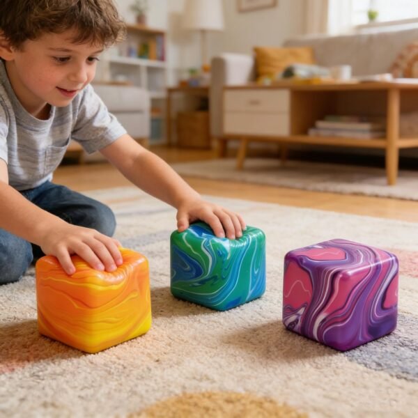 Orange marbled Nice Cube Swirl by NeeDoh – a one-of-a-kind squish cube — Image 3 of 7