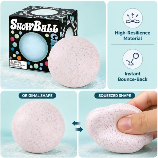 Soft pink NeeDoh Snowball sitting on a desk — Image 4 of 6