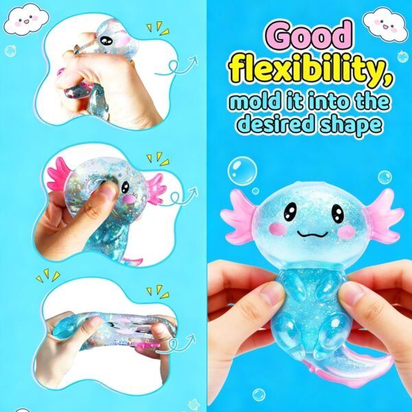 Glitter axolotl squishy two-pack showing pink and blue toys — Image 7 of 10