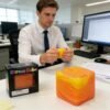 Orange marbled Nice Cube Swirl by NeeDoh – a one-of-a-kind squish cube — Image 4 of 7