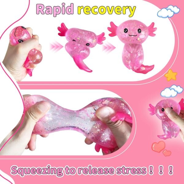 Glitter axolotl squishy two-pack showing pink and blue toys — Image 6 of 10