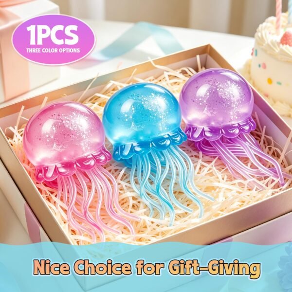 NeeDoh JellySquish Sparkle jellyfish squishy showing glitter dome and soft tentacles — Image 9 of 9