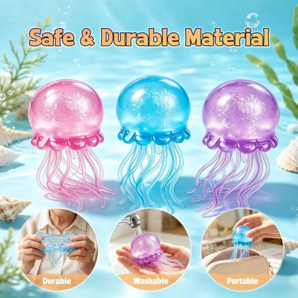 NeeDoh JellySquish Sparkle jellyfish squishy showing glitter dome and soft tentacles — Image 5 of 9