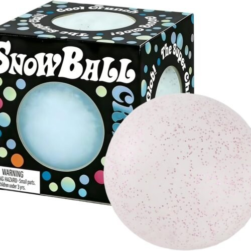 Soft pink NeeDoh Snowball sitting on a desk — Image 1 of 6