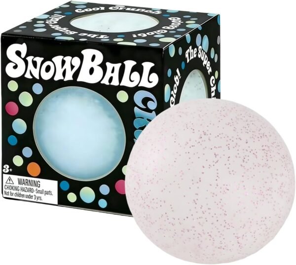 Soft pink NeeDoh Snowball sitting on a desk — Image 1 of 6