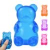 Blue jelly NeeDoh Gummy Bear Taba Squishy being squeezed — Image 1 of 11