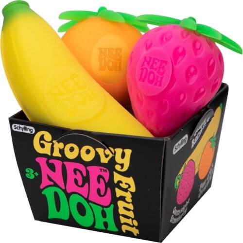 NeeDoh Groovy Fruit 3-pack with banana, strawberry, and orange squishies — Image 1 of 1