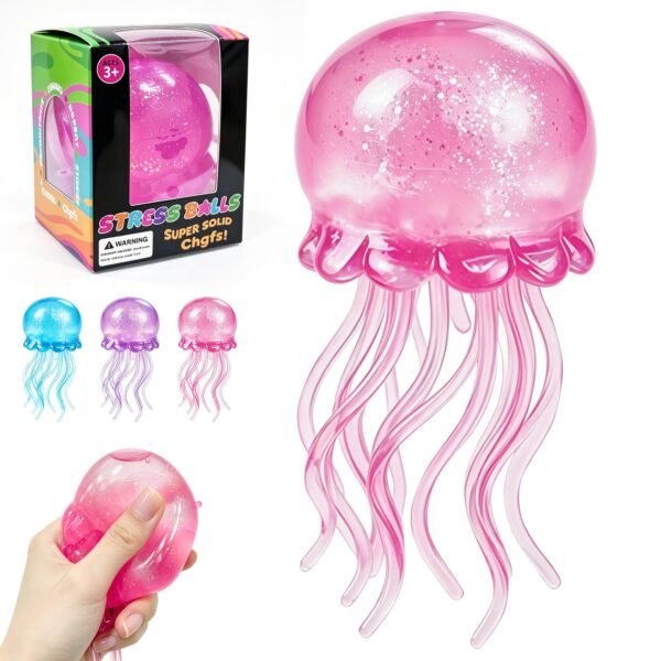 NeeDoh JellySquish Sparkle jellyfish squishy showing glitter dome and soft tentacles — Image 1 of 9
