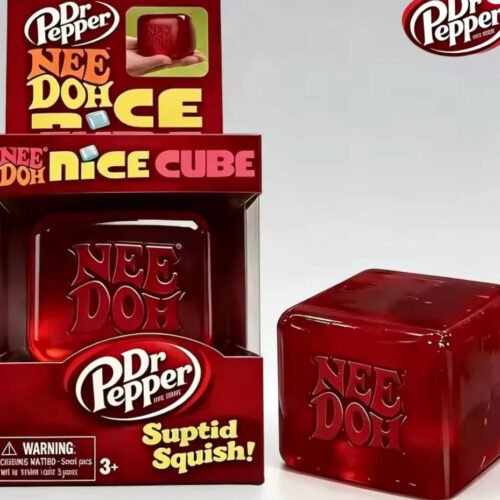 Red translucent NeeDoh Dr. Pepper Nice Cube sensory fidget toy — Image 1 of 1