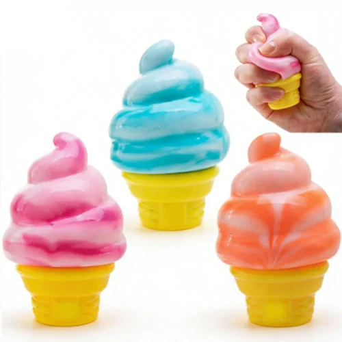 NeeDoh Nice Cream Cone Squishy – squishy fidget toy shaped like a soft serve cone — Image 1 of 6