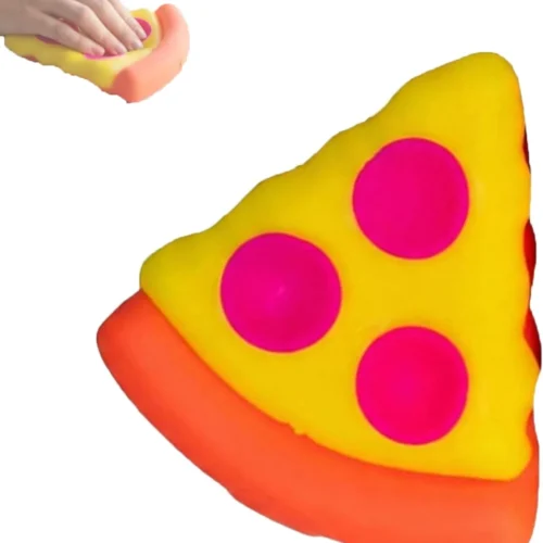 NeeDoh Pizza Squeezza pizza slice fidget toy with removable cheese and pepperoni toppings — Image 1 of 9