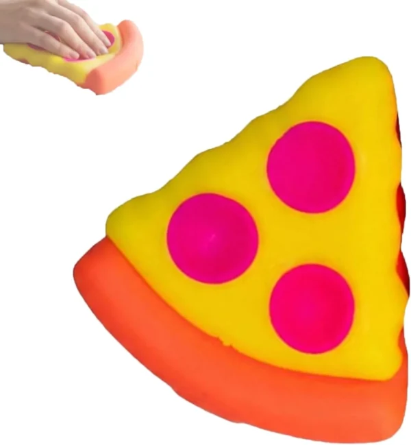 NeeDoh Pizza Squeezza pizza slice fidget toy with removable cheese and pepperoni toppings — Image 1 of 9