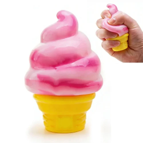 NeeDoh Nice Cream Cone Squishy – squishy fidget toy shaped like a soft serve cone — Image 2 of 6
