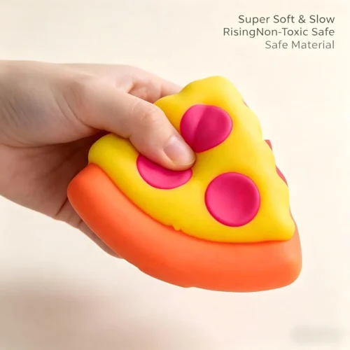 NeeDoh Pizza Squeezza pizza slice fidget toy with removable cheese and pepperoni toppings — Image 2 of 9
