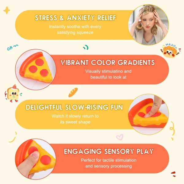 NeeDoh Pizza Squeezza pizza slice fidget toy with removable cheese and pepperoni toppings — Image 3 of 9