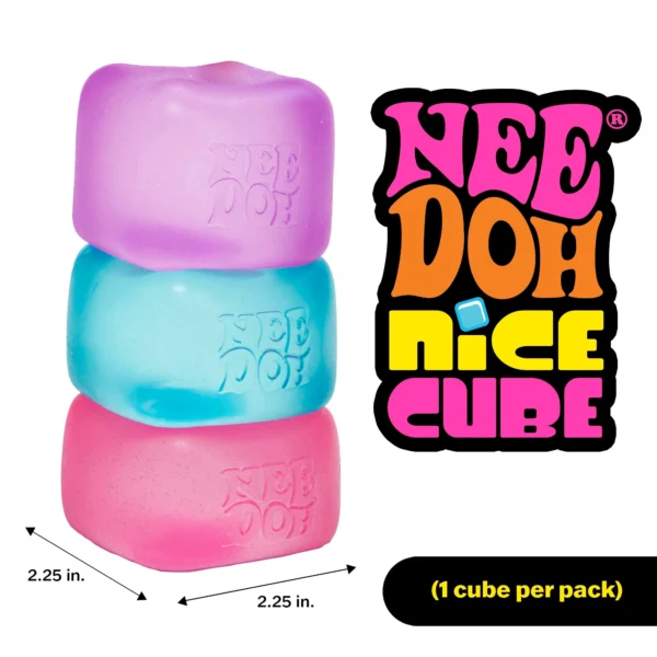 NeeDoh Nice Cube Super Solid slow-rise squishy fidget toy in translucent blue, pink, and purple — Image 5 of 7
