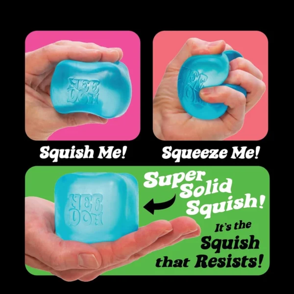 NeeDoh Nice Cube Super Solid slow-rise squishy fidget toy in translucent blue, pink, and purple — Image 6 of 7