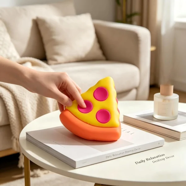 NeeDoh Pizza Squeezza pizza slice fidget toy with removable cheese and pepperoni toppings — Image 6 of 9